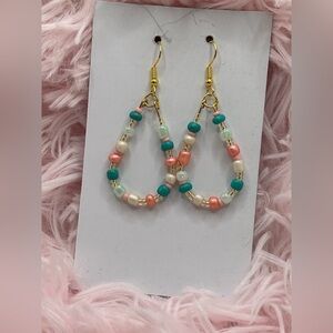Pastel Loop Earrings (Teal, Pink, Pearl)